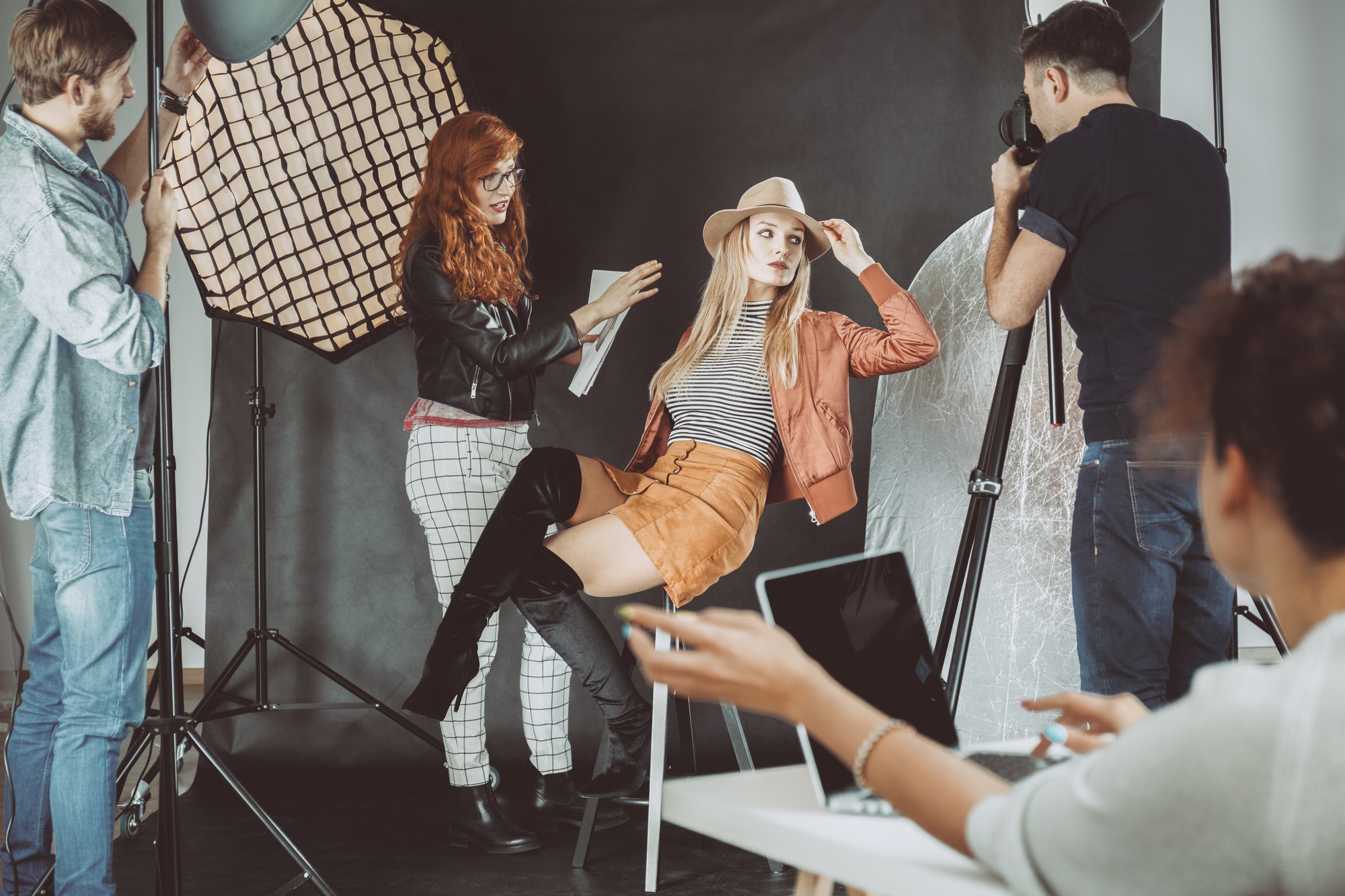 Model during photoshoot